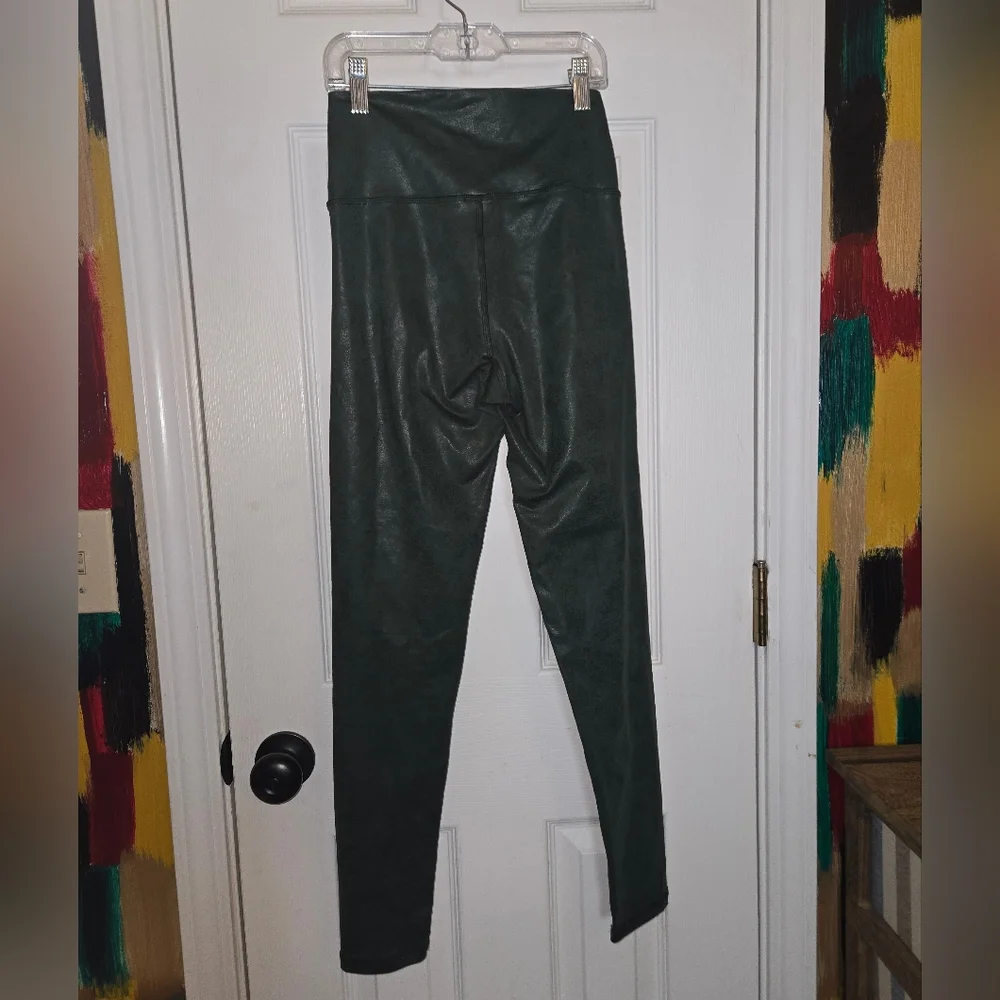 Aerie Offline Dark Green Faux Leather Ankle Small Leggings - Picture 2 of 7